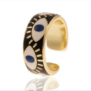 Evil eye enamel ring